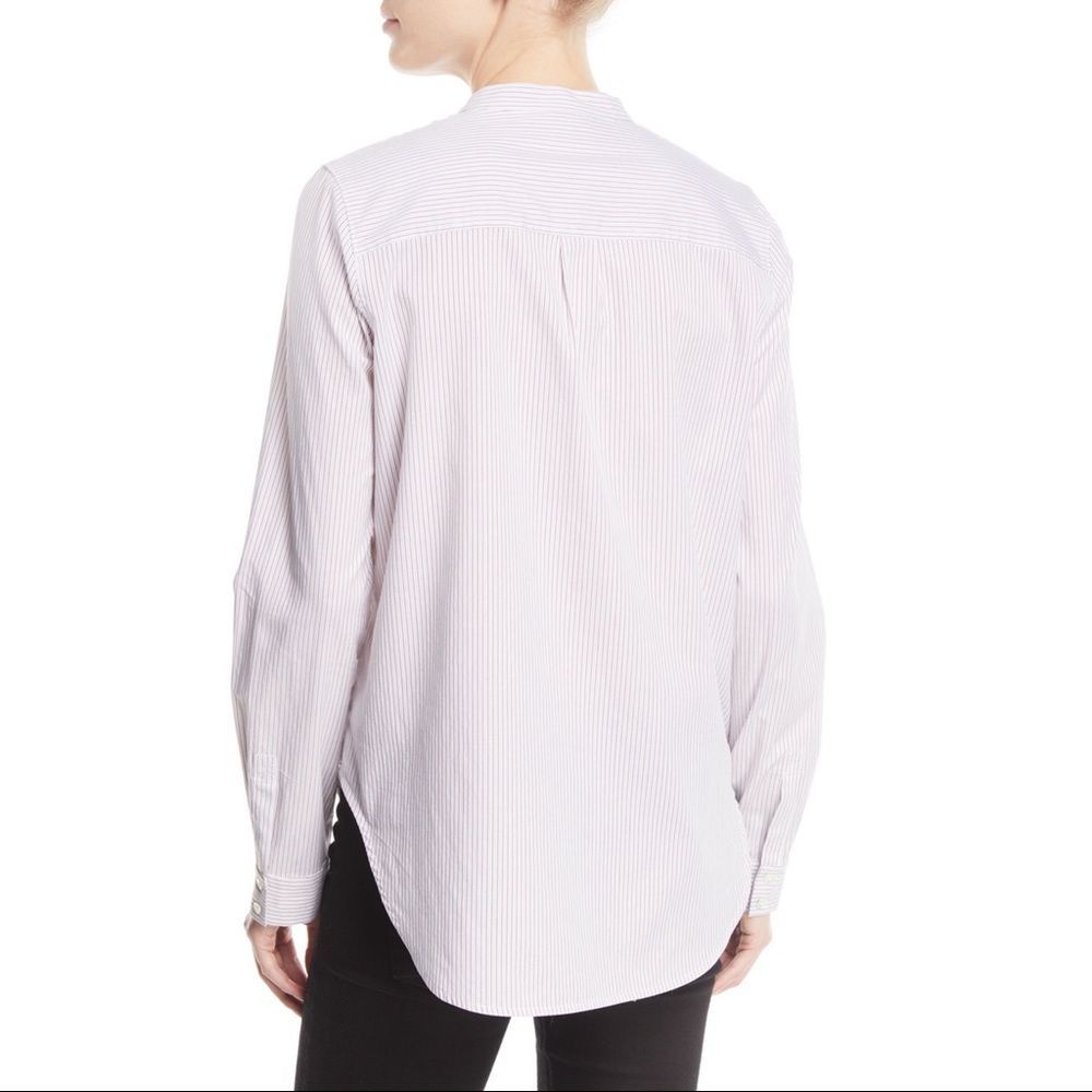 Derek Lam 10 Crosby Striped LS Ruffle B-F Shirt L - Picture 2 of 8